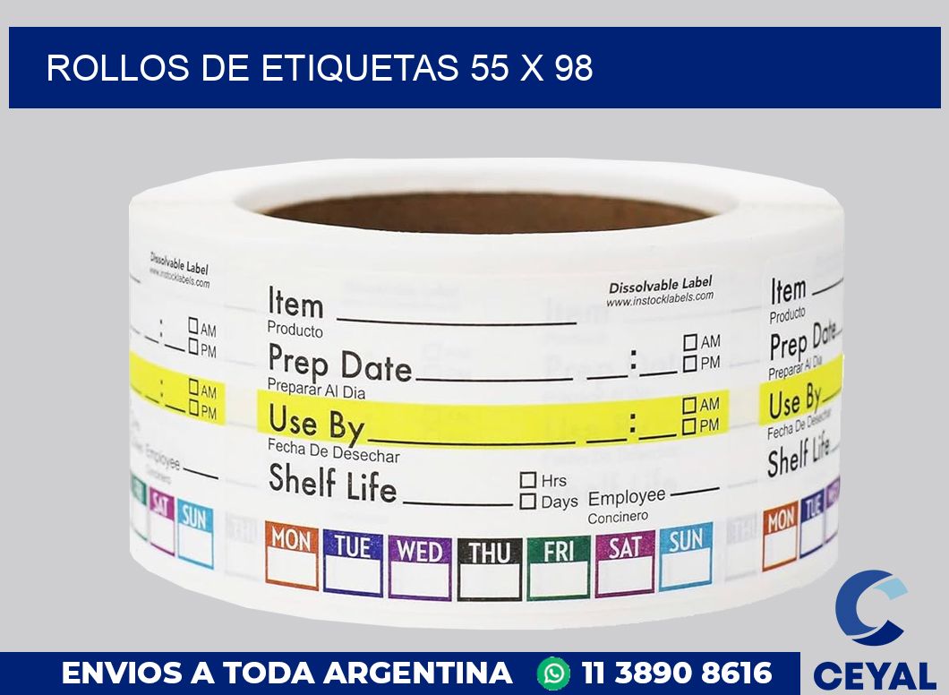 rollos de etiquetas 55 x 98