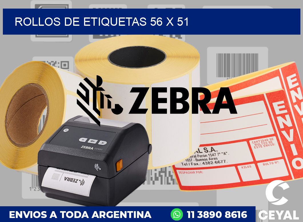 rollos de etiquetas 56 x 51