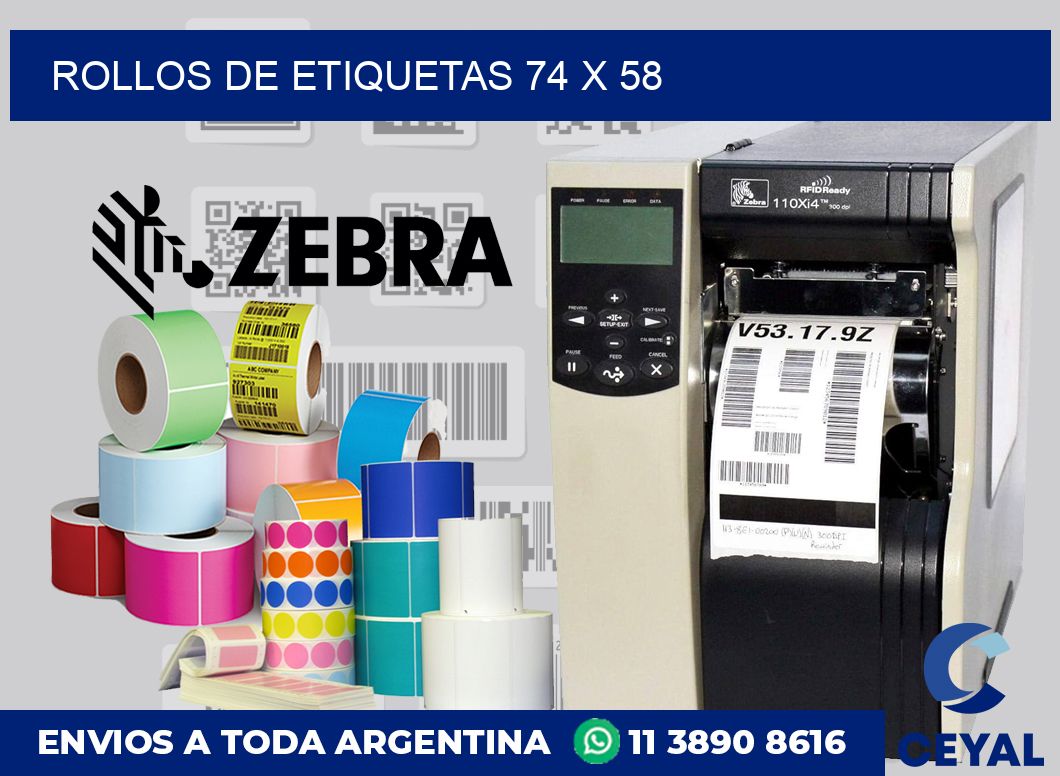 rollos de etiquetas 74 x 58