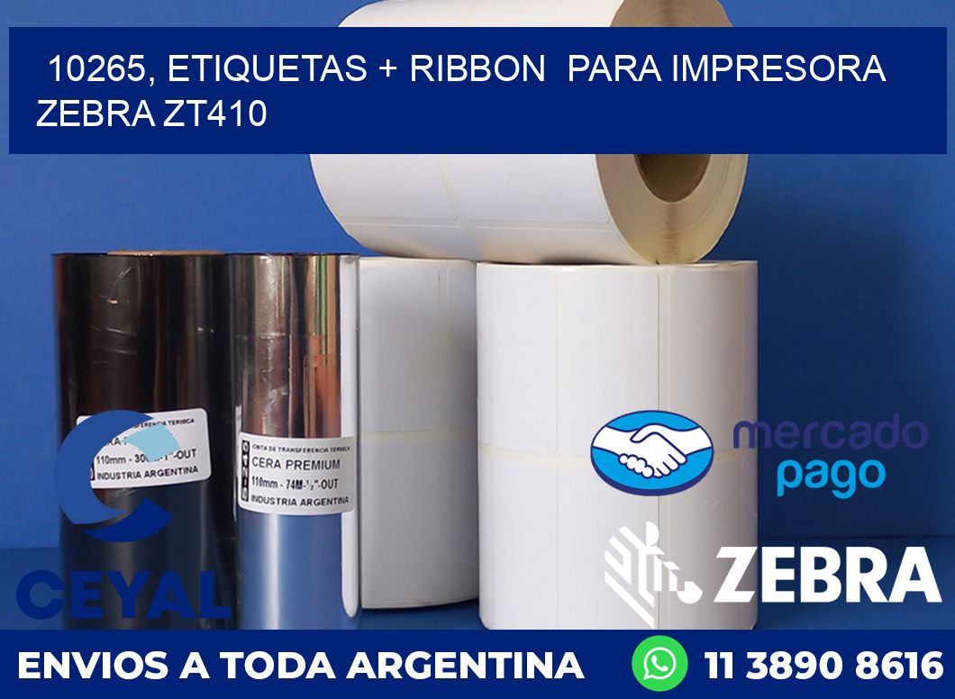 10265, etiquetas + ribbon  para impresora zebra ZT410