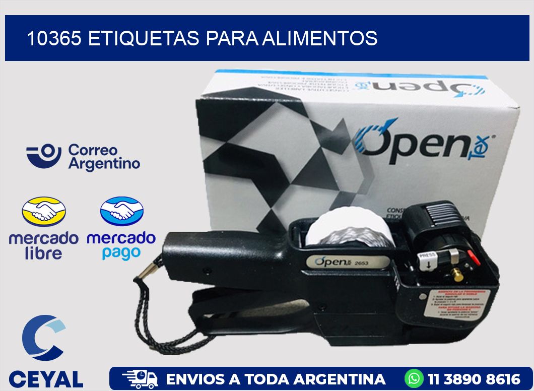 10365 ETIQUETAS PARA ALIMENTOS
