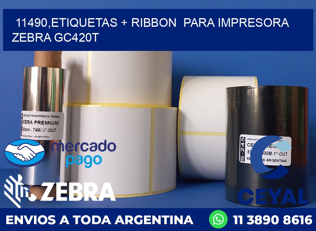 11490,etiquetas + ribbon  para impresora zebra GC420T