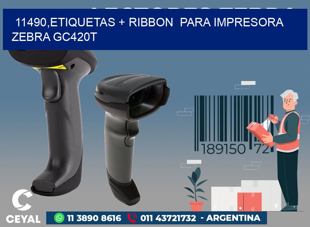 11490,etiquetas + ribbon  para impresora zebra GC420T