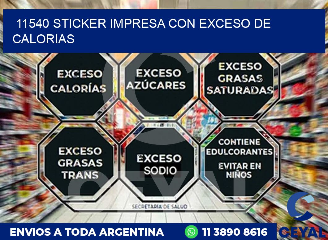 11540 STICKER IMPRESA CON EXCESO DE CALORIAS
