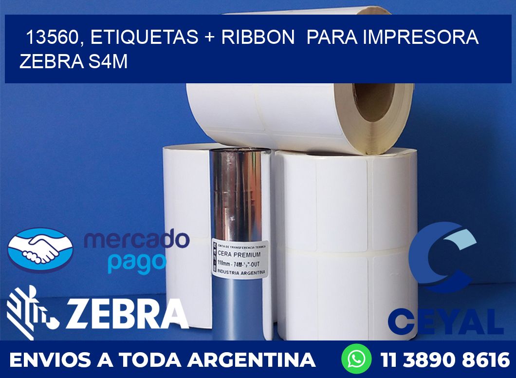 13560, etiquetas + ribbon  para impresora zebra S4M