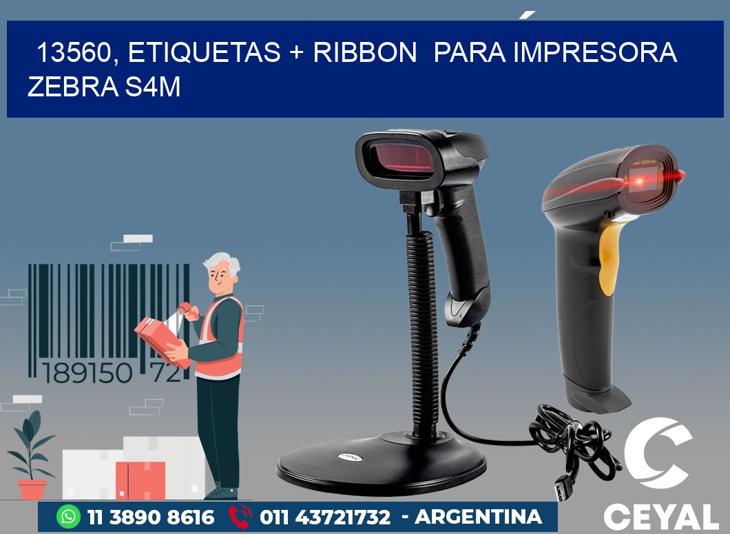 13560, etiquetas + ribbon  para impresora zebra S4M