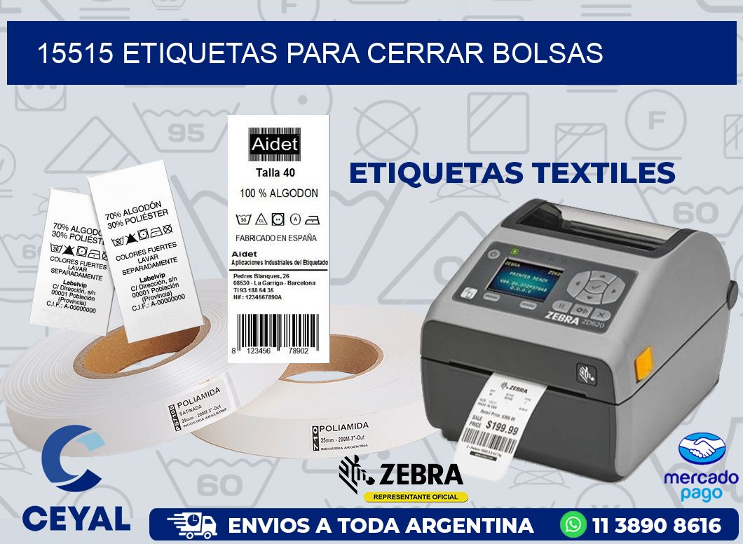 15515 ETIQUETAS PARA CERRAR BOLSAS