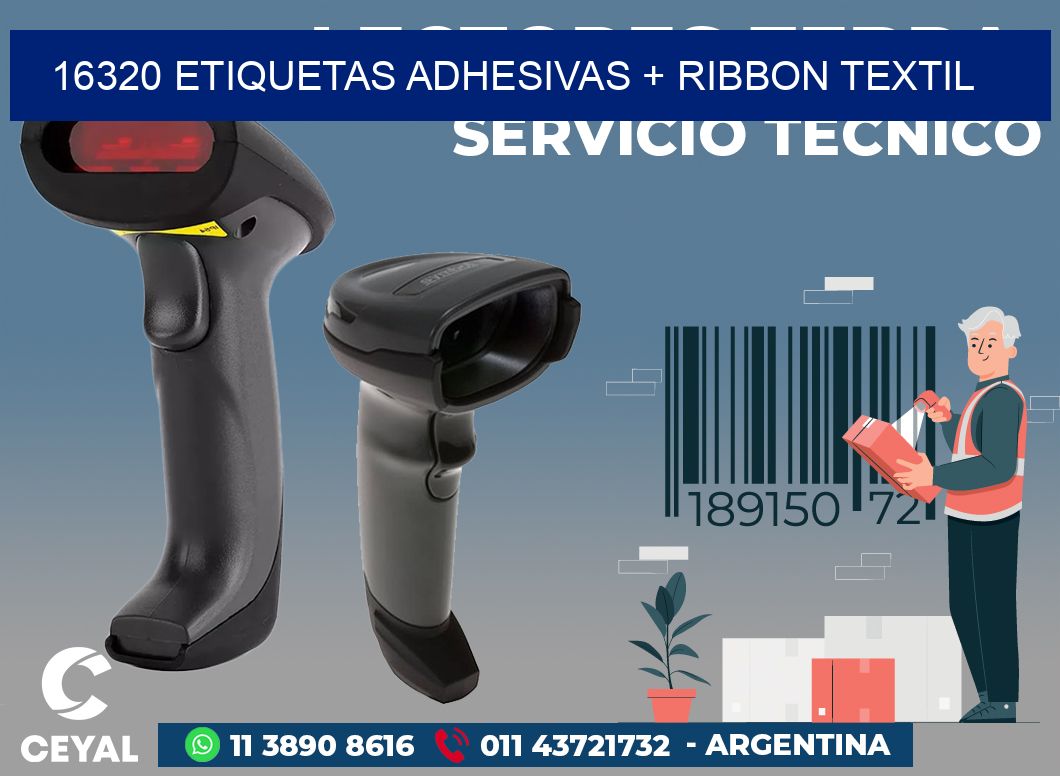 16320 ETIQUETAS ADHESIVAS + RIBBON TEXTIL