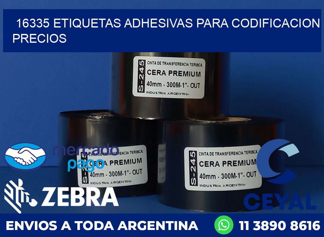 16335 ETIQUETAS ADHESIVAS PARA CODIFICACION PRECIOS