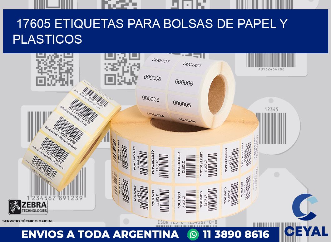 17605 ETIQUETAS PARA BOLSAS DE PAPEL Y PLASTICOS