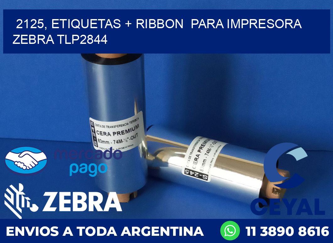 2125, etiquetas + ribbon para impresora zebra TLP2844