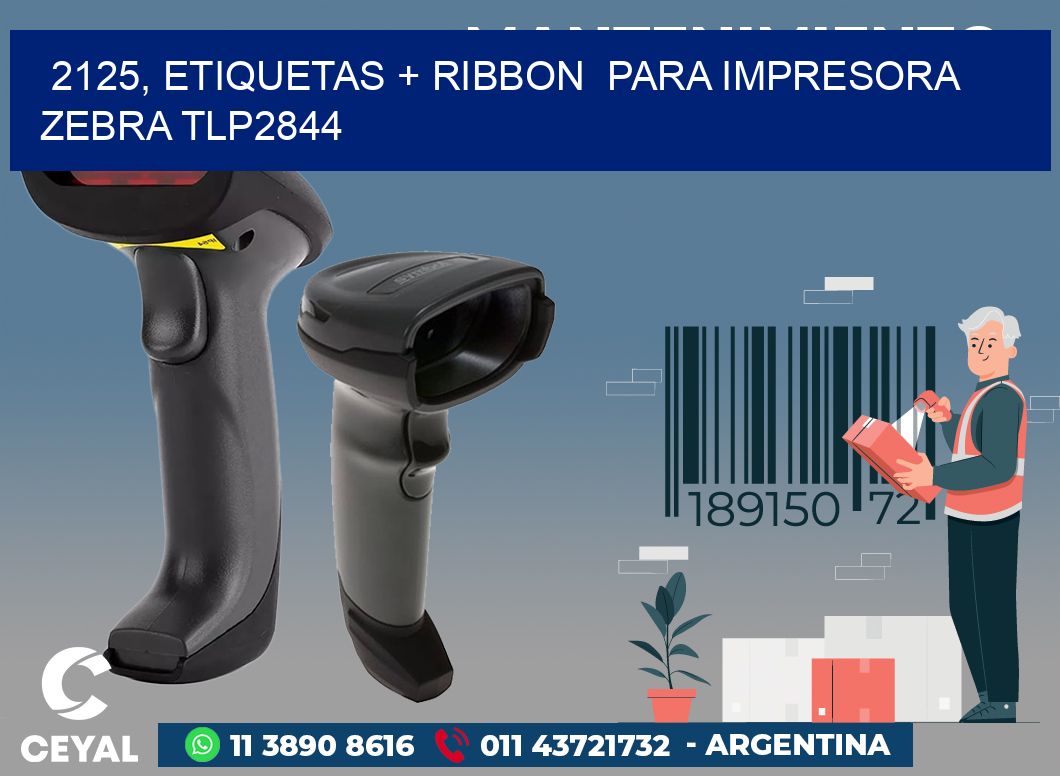 2125, etiquetas + ribbon para impresora zebra TLP2844