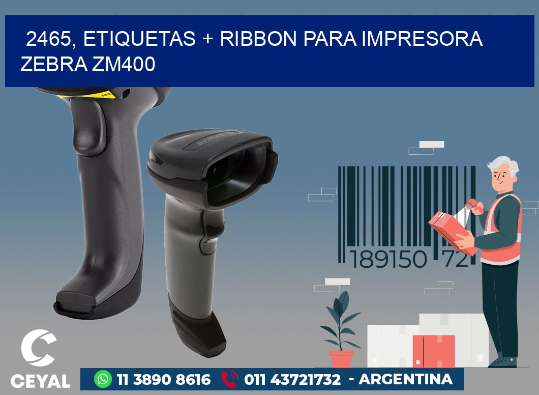 2465, etiquetas + ribbon para impresora zebra ZM400