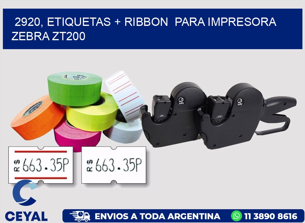 2920, etiquetas + ribbon  para impresora zebra ZT200