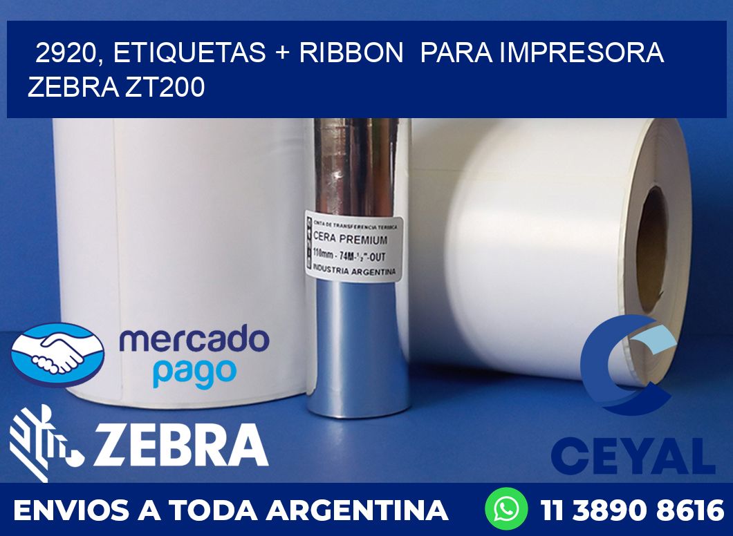 2920, etiquetas + ribbon  para impresora zebra ZT200