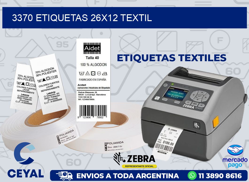 3370 ETIQUETAS 26X12 TEXTIL