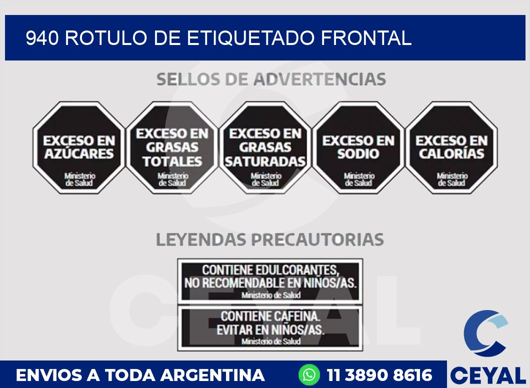940 ROTULO DE ETIQUETADO FRONTAL