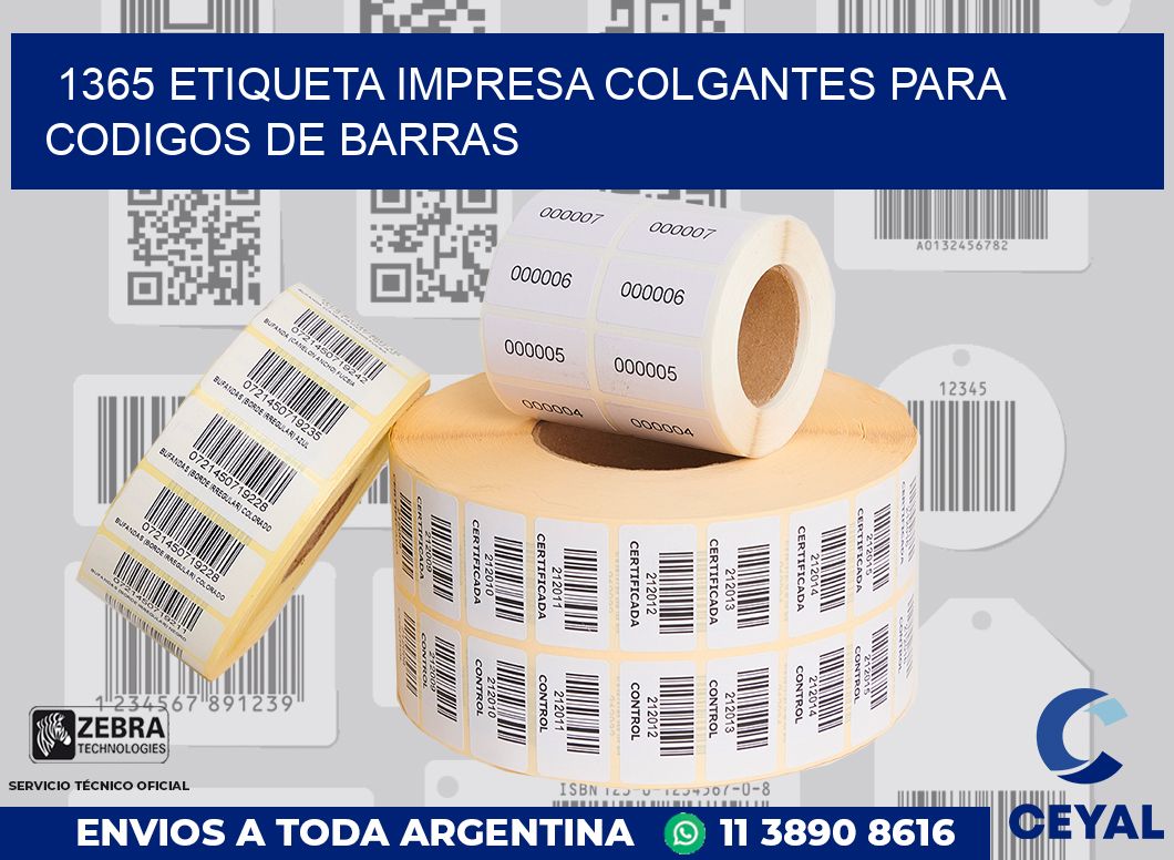 1365 ETIQUETA IMPRESA COLGANTES PARA CODIGOS DE BARRAS