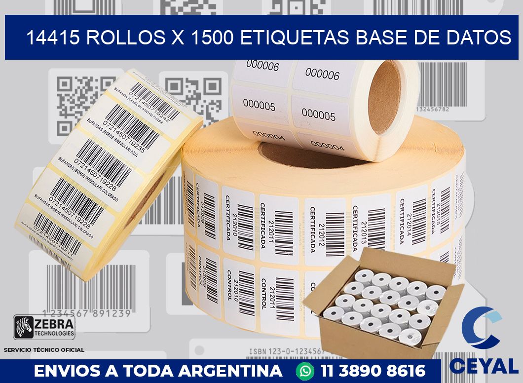 14415 Rollos x 1500 etiquetas base de datos