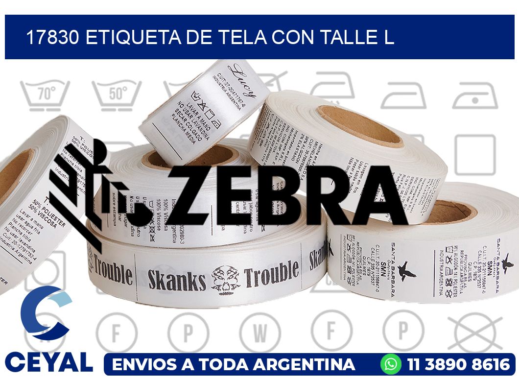 17830 ETIQUETA DE TELA CON TALLE L