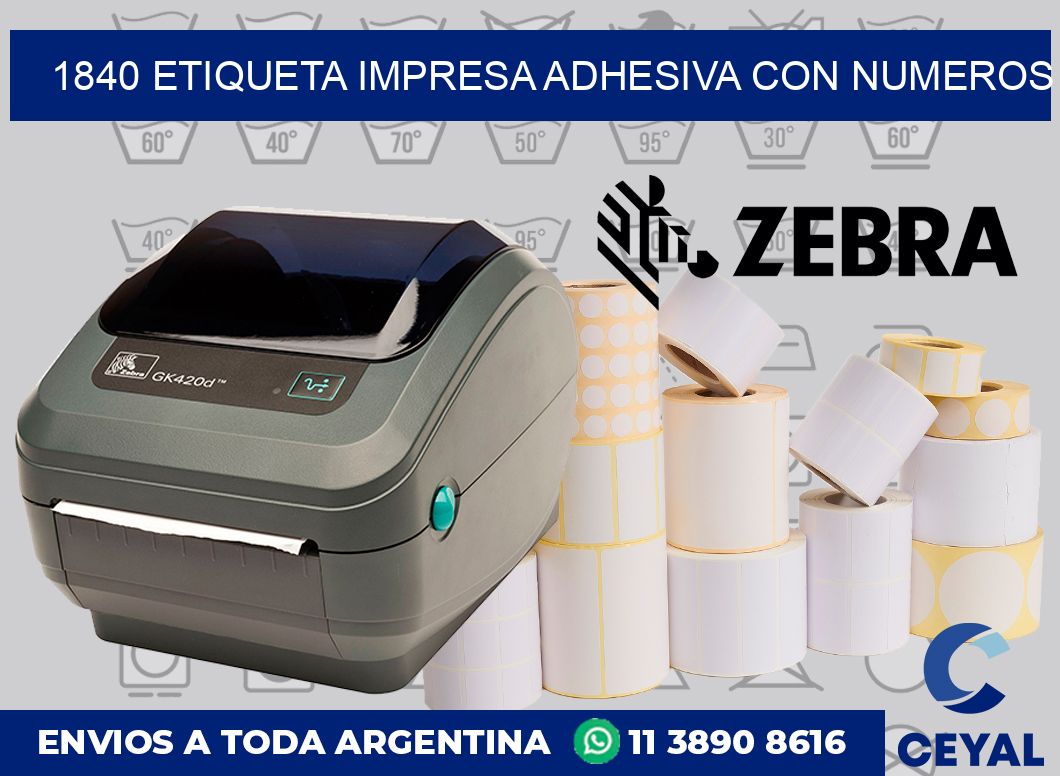 1840 ETIQUETA IMPRESA ADHESIVA CON NUMEROS