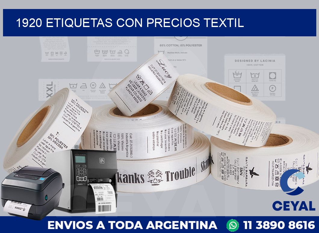 1920 ETIQUETAS CON PRECIOS TEXTIL