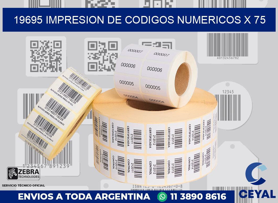 19695 impresion de codigos numericos x 75