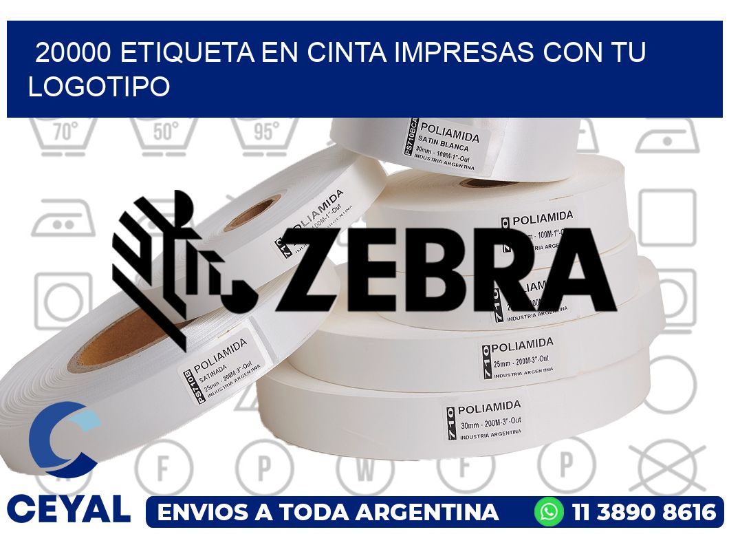 20000 ETIQUETA EN CINTA IMPRESAS CON TU LOGOTIPO