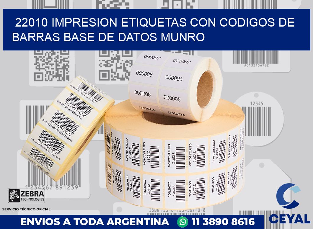 22010 IMPRESION ETIQUETAS CON CODIGOS DE BARRAS BASE DE DATOS MUNRO