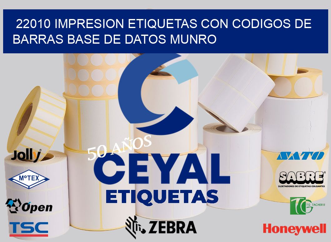 22010 IMPRESION ETIQUETAS CON CODIGOS DE BARRAS BASE DE DATOS MUNRO