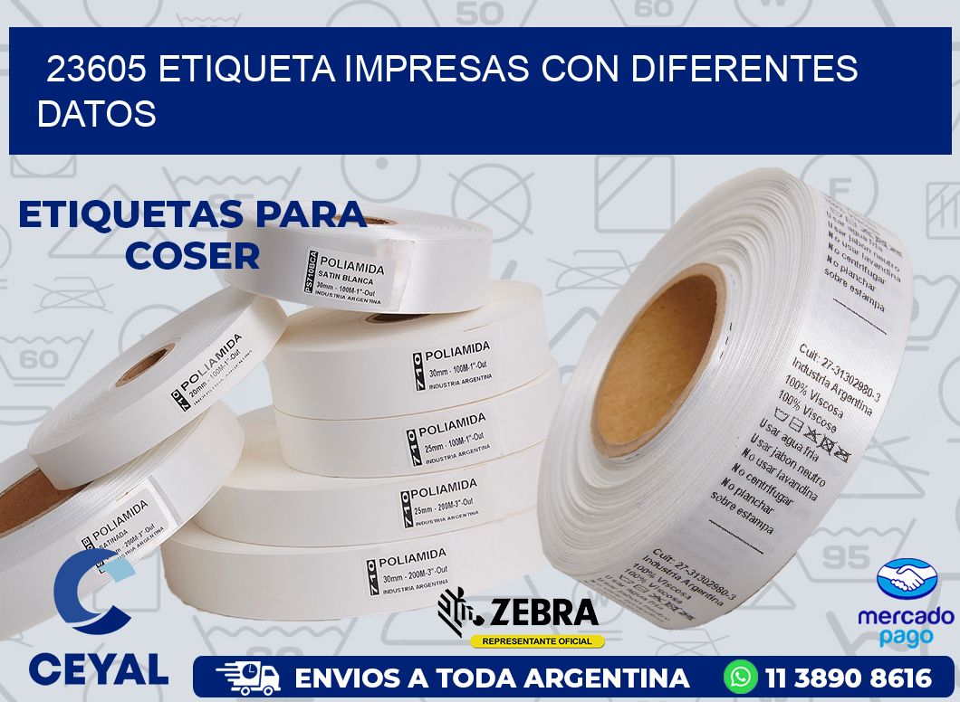 23605 ETIQUETA IMPRESAS CON DIFERENTES DATOS
