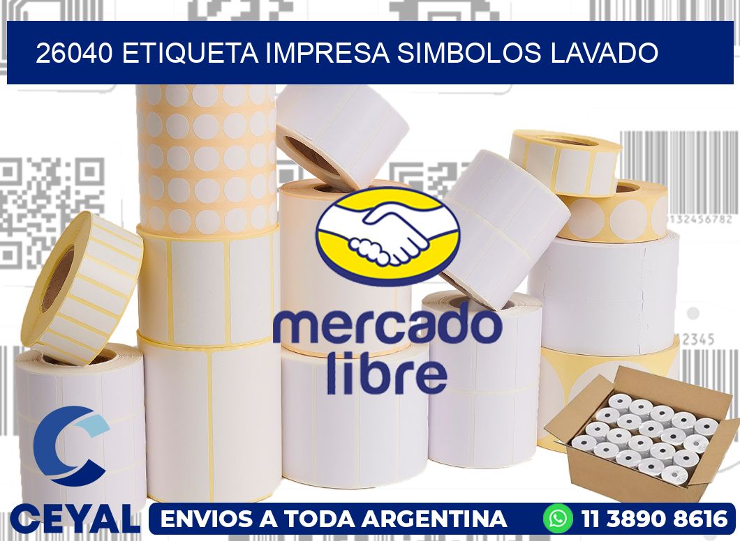 26040 ETIQUETA IMPRESA SIMBOLOS LAVADO