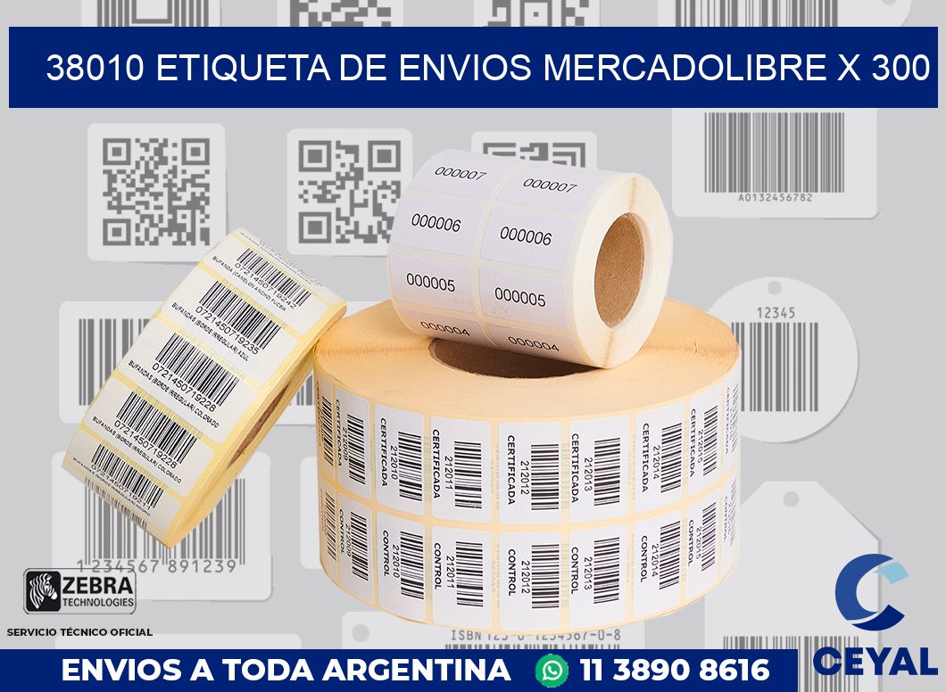 38010 etiqueta de envios mercadolibre x 300
