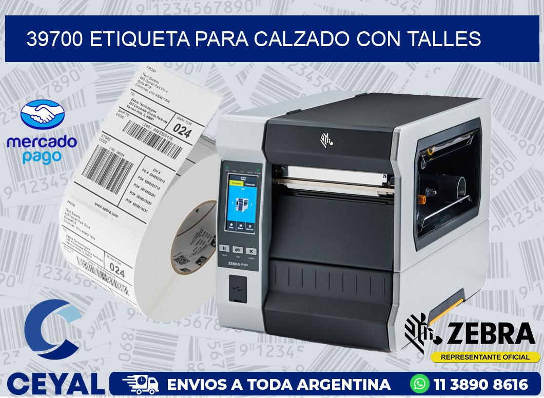39700 ETIQUETA PARA CALZADO CON TALLES
