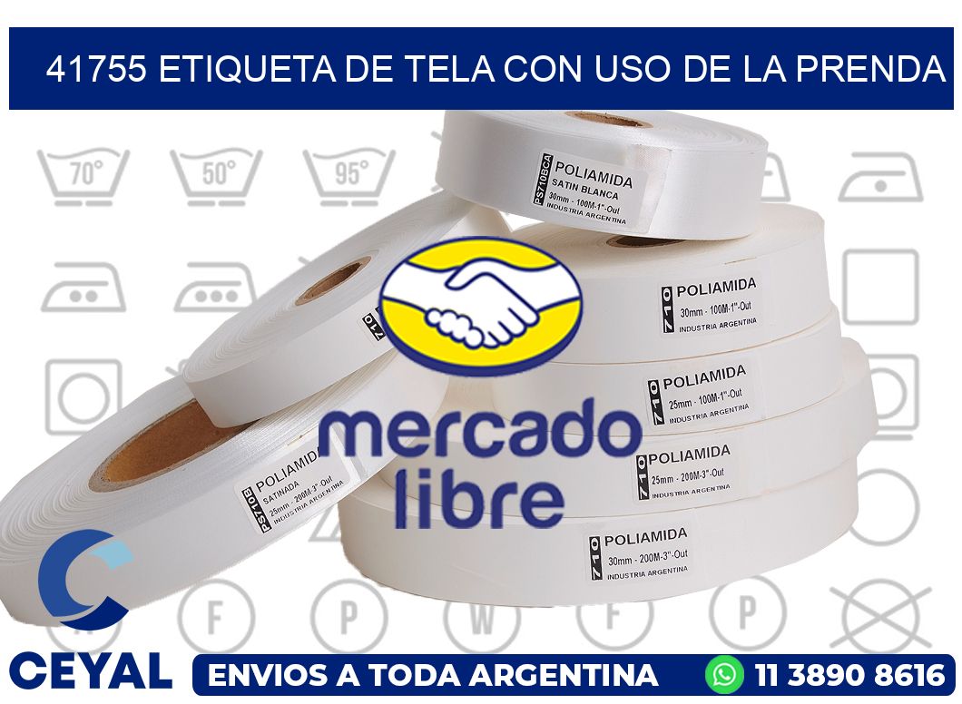 41755 ETIQUETA DE TELA CON USO DE LA PRENDA