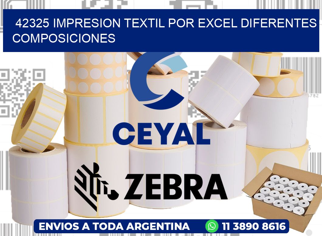 42325 IMPRESION TEXTIL POR EXCEL DIFERENTES COMPOSICIONES