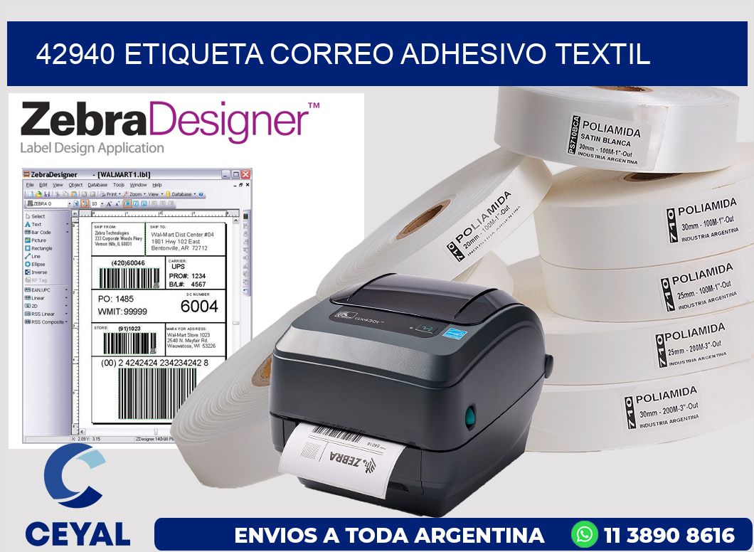 42940 ETIQUETA CORREO ADHESIVO TEXTIL