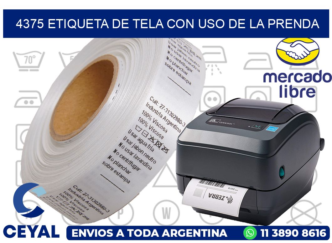 4375 ETIQUETA DE TELA CON USO DE LA PRENDA