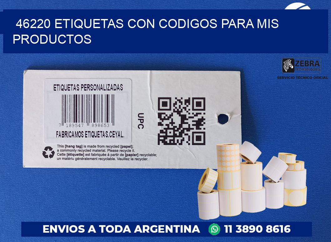 46220 ETIQUETAS CON CODIGOS PARA MIS PRODUCTOS