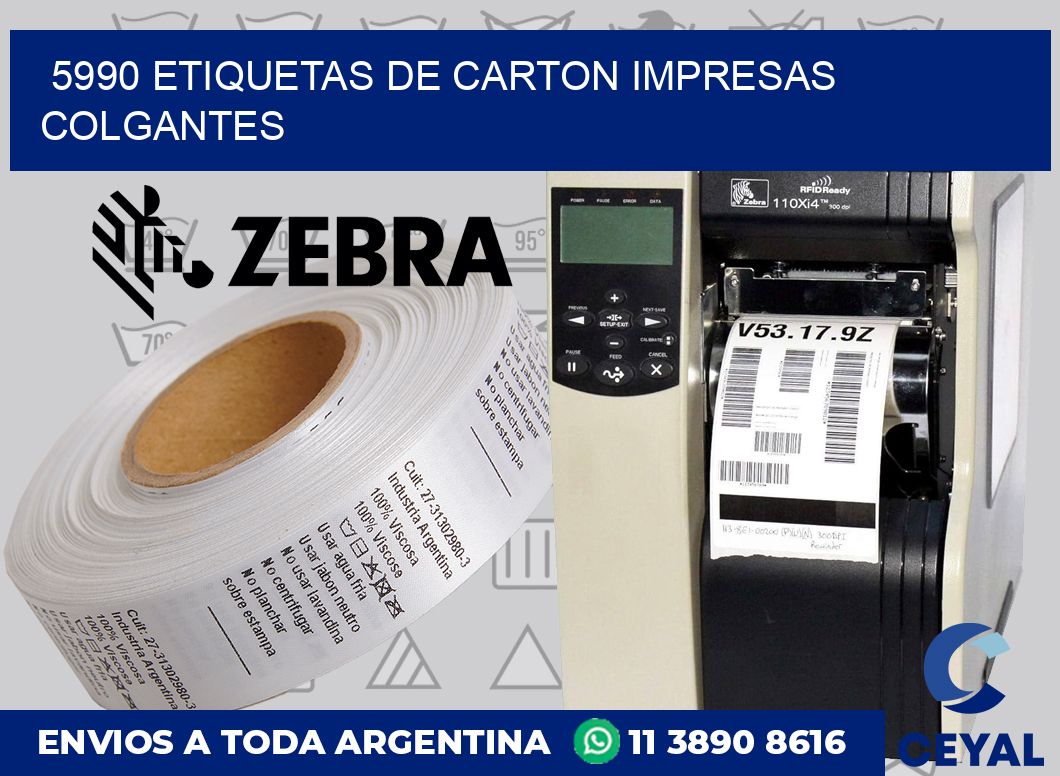 5990 ETIQUETAS DE CARTON IMPRESAS COLGANTES
