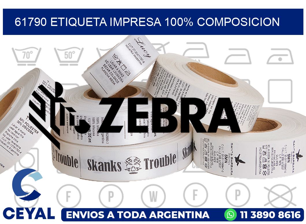 61790 ETIQUETA IMPRESA 100% COMPOSICION