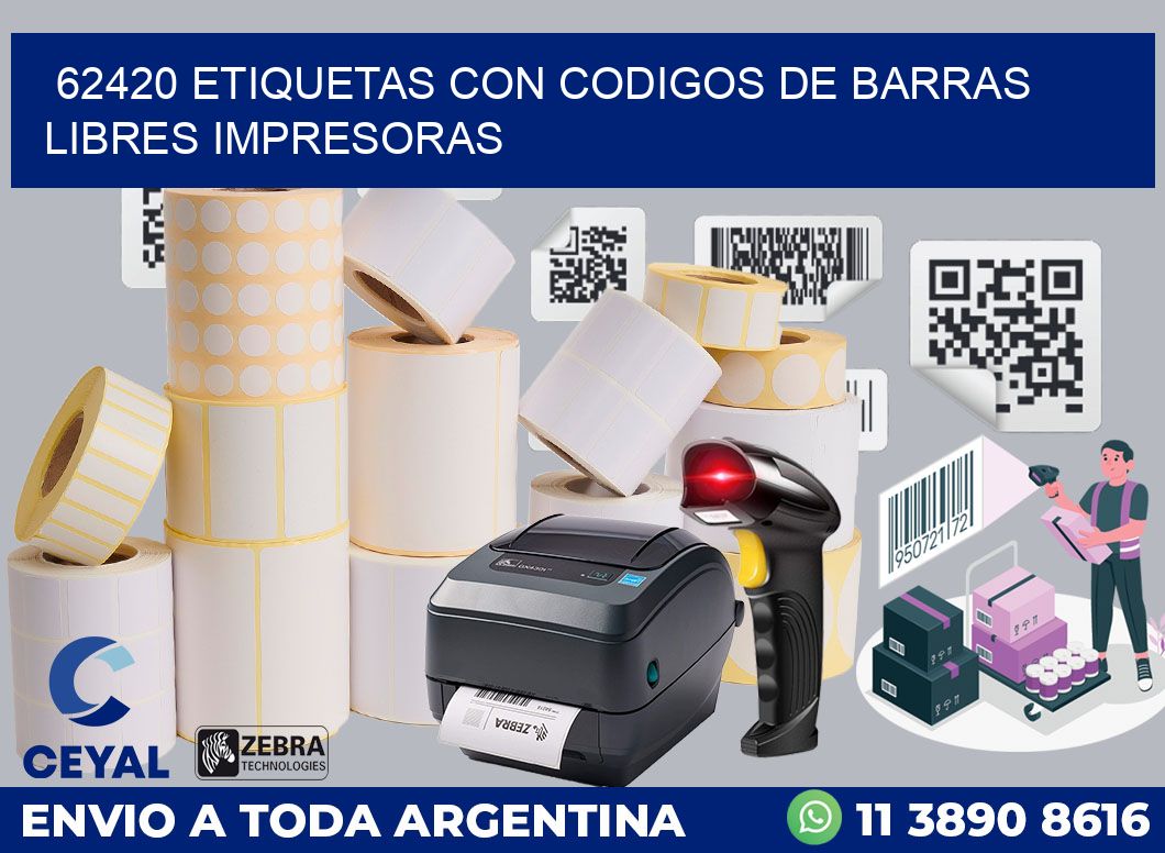 62420 ETIQUETAS CON CODIGOS DE BARRAS LIBRES IMPRESORAS