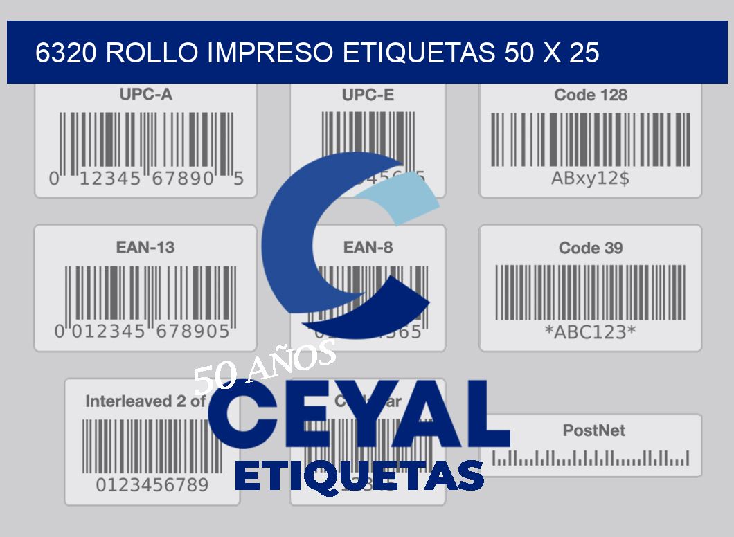 6320 ROLLO IMPRESO ETIQUETAS 50 X 25