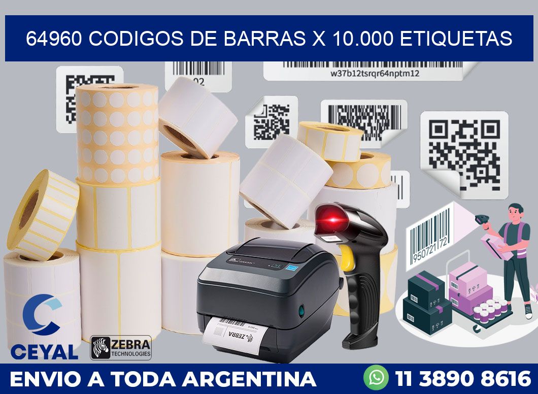 64960 codigos de barras x 10.000 etiquetas
