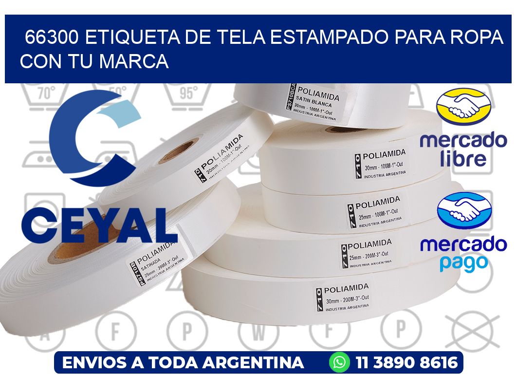66300 ETIQUETA DE TELA ESTAMPADO PARA ROPA CON TU MARCA