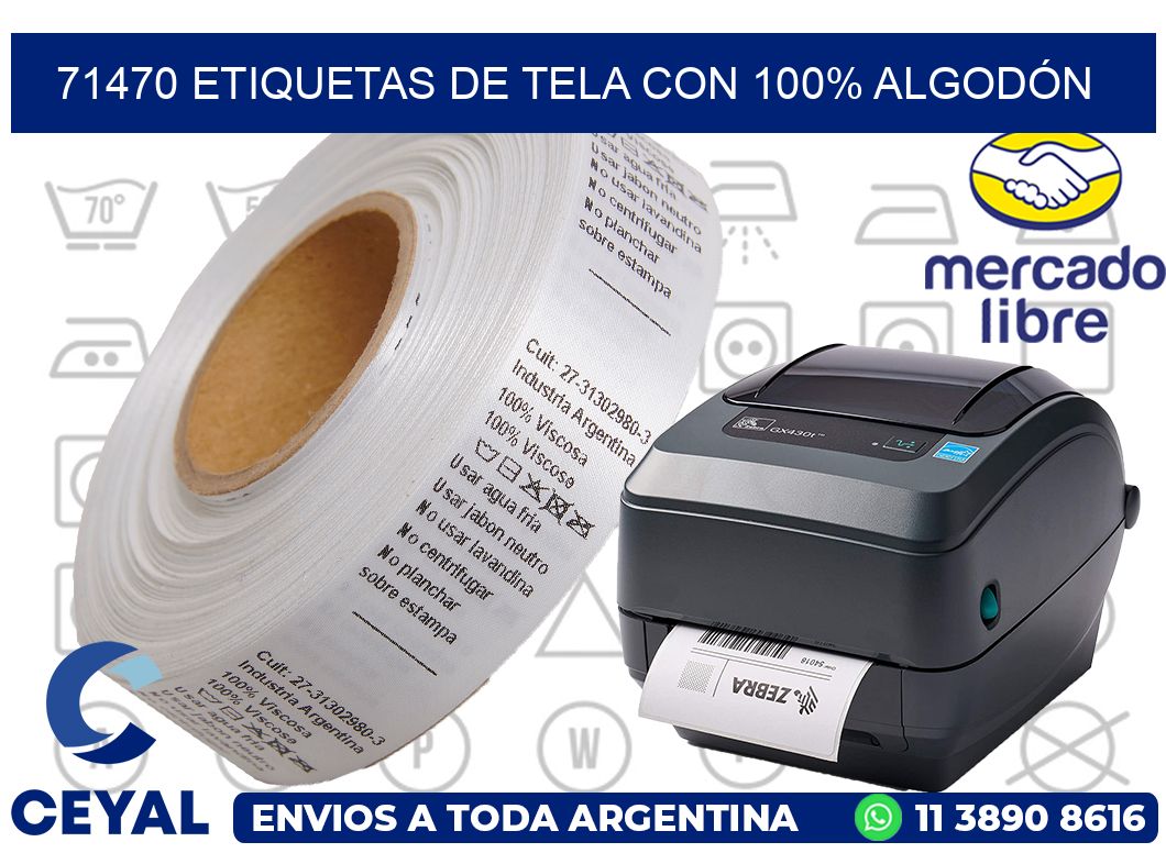 71470 ETIQUETAS DE TELA CON 100% ALGODÓN