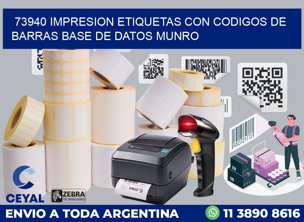 73940 IMPRESION ETIQUETAS CON CODIGOS DE BARRAS BASE DE DATOS MUNRO