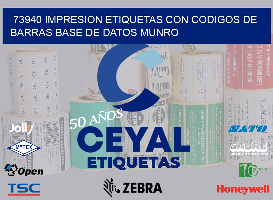 73940 IMPRESION ETIQUETAS CON CODIGOS DE BARRAS BASE DE DATOS MUNRO