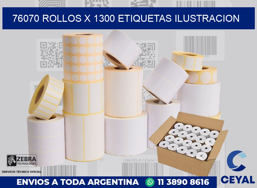 76070 Rollos x 1300 etiquetas ilustracion