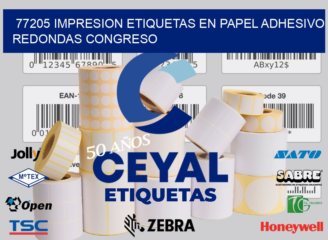 77205 IMPRESION ETIQUETAS EN PAPEL ADHESIVO REDONDAS CONGRESO